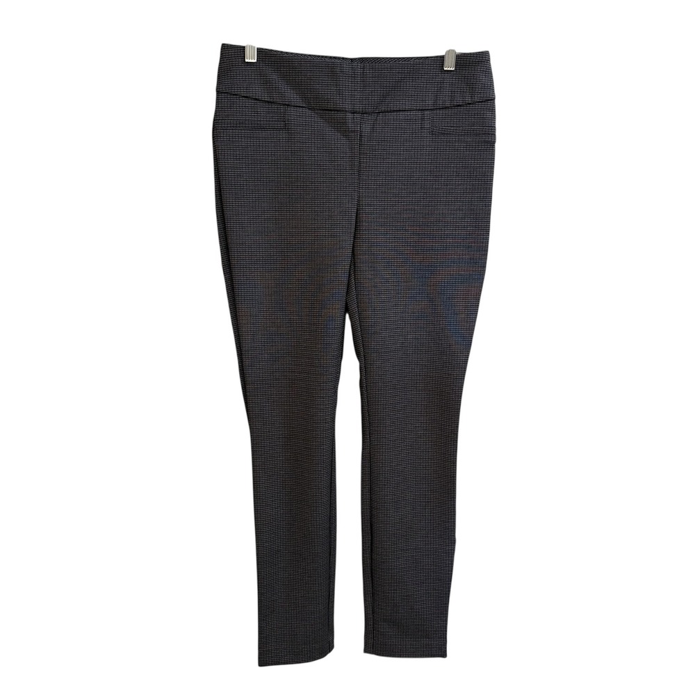Dalia Women's Pants Charcoal Grey Houndstooth Stretch Slim Fit Size M